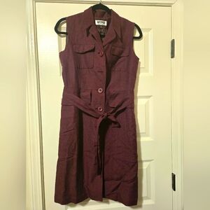 KASPER Women Sleeveless Button-Up Dress with Belt & 2 Pockets, Size SP